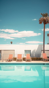 Aesthetic minimal pool sunlight outdoors cloud. AI generated Image by rawpixel.
