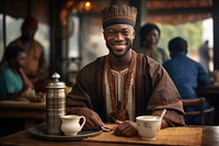 Nigerian man coffee tradition drink. AI generated Image by rawpixel.