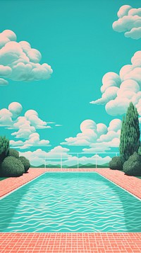 Swimming pool outdoors nature sky. AI generated Image by rawpixel.