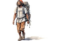A black man backpacker adult white background accessories. AI generated Image by rawpixel.