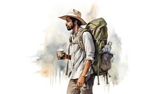 A black man backpacker adult white background photography. AI generated Image by rawpixel.