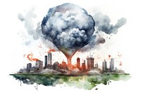 Polluted globe with factory smoke architecture destruction pollution. AI generated Image by rawpixel.