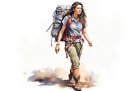 A woman backpacker adventure outdoors walking. AI generated Image by rawpixel.