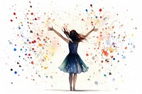 Woman dancing at a birthday party confetti portrait white background. AI generated Image by rawpixel.
