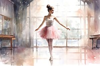Young ballerina in ballet studio dancing adult architecture. AI generated Image by rawpixel.