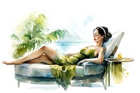 Woman relaxing at a spa sunbathing furniture adult. AI generated Image by rawpixel.