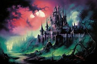 Spooky Castle painting nature castle. AI generated Image by rawpixel.