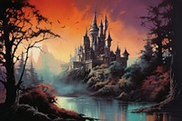 Spooky Castle reflection landscape outdoors. AI generated Image by rawpixel.