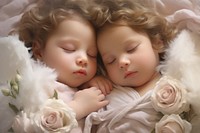 The cherub little angels sleeping portrait newborn. AI generated Image by rawpixel.