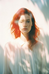 Expired film photography of woman portrait adult contemplation hairstyle. AI generated Image by rawpixel.