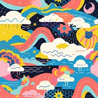 Vibrant cloud and stars pattern art backgrounds creativity. AI generated Image by rawpixel.