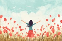 Carefree teen girl flower standing outdoors. AI generated Image by rawpixel.