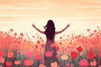 Carefree teen girl flower standing plant. AI generated Image by rawpixel.