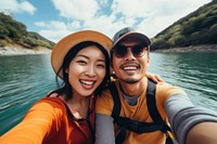 Canoeing Kayaking outdoors nature selfie. AI generated Image by rawpixel.