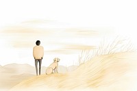 Dog and owner outdoors drawing walking. AI generated Image by rawpixel.