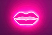 Pastel neon lip purple light sign. 