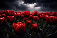 Beautiful black tulips flower outdoors nature. AI generated Image by rawpixel.