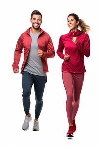 Man and woman jogging running sweatshirt. 