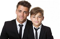 Father and son portrait necktie tuxedo. 