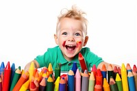 Happy british kid crayon portrait photo. AI generated Image by rawpixel.