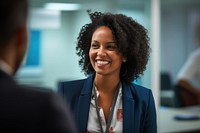 African American woman smile talking meeting. AI generated Image by rawpixel.