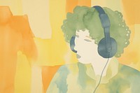Woman listening to music headphones painting headset. AI generated Image by rawpixel.