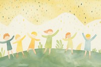 A group of children dancing painting togetherness illustrated. AI generated Image by rawpixel.