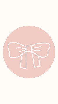 Pink bow line art  IG story cover template illustration