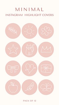 Minimal pink Instagram story highlight cover template set