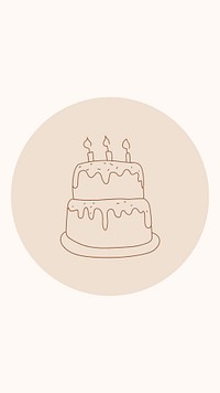 Birthday brown Instagram story highlight cover, line art icon illustration