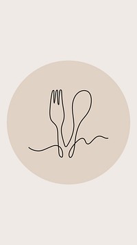 Food brown Instagram story highlight cover, line art icon illustration