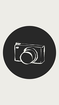 Camera black Instagram story highlight cover, line art icon illustration