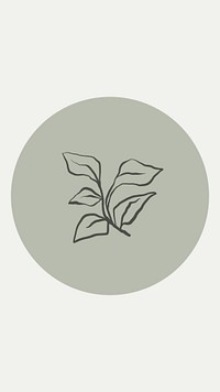 Plant green Instagram story highlight cover, line art icon illustration