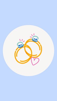 Marriage colorful Instagram story highlight cover, line art icon illustration