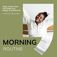 Morning routine Instagram post template social media ad
