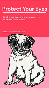 Pug puppy dog Instagram story template and funky design