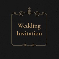 Wedding invite template in black and gold