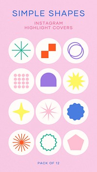 Simple shapes Instagram story highlight cover template set