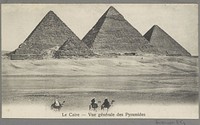Gezicht op de piramides van Mykerinos, Chefren en Cheops bij Gizeh (c. 1895 - in or before 1905) by anonymous
