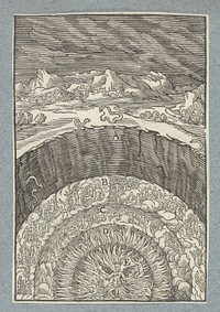 Lazarus in de hemel en de rijke man in de hel (1629) by Christoffel van Sichem II, Johannes Wierix, Bernardino Passeri and Pieter Jacobsz Paets