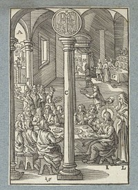 Christus aan de maaltijd in het huis van Simon in Betanië (1629) by Christoffel van Sichem II, Antonie Wierix II, Bernardino Passeri and Pieter Jacobsz Paets