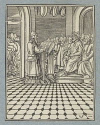 Chilkia leest de wetten voor aan koning Josia (1645 - 1646) by Christoffel van Sichem II, Christoffel van Sichem III, Veit Rudolf Specklin, Hans Holbein II and Pieter Jacobsz Paets