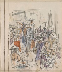 Indonesiërs op een straat (1925) by Marius Bauer