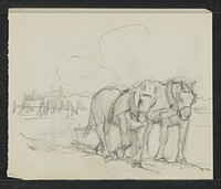 Twee ploegende paarden (1883 - 1922) by Johanna van de Kamer