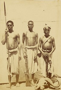 Compagnons de Speeke et Grant revenus avec eux au Caire du voyage decouverte des sources du Nil. by Baron Paul des Granges