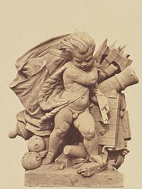 "Les Combats", Sculpture by Jean-François Soitoux, Decoration of the Louvre, Paris by Édouard Baldus