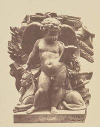 "L'Etude", Sculpture of Joseph Alexandre Renoir, Decoration of the Louvre, Paris by Édouard Baldus