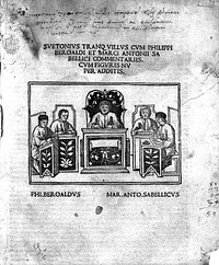 Vitae Caesarum cvm Philippi Beroaldi et Marci Antonii Sabellici commentariis. Cum figvris nvper additis / [Caius Suetonius Tranquillus].