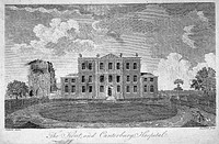 The Kent and Canterbury Hospital, Canterbury. Line engraving by Ravenhill after Oldfield.
