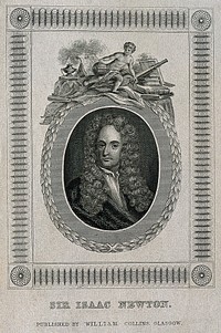 Sir Isaac Newton. Stipple engraving after Sir G. Kneller, 1702.